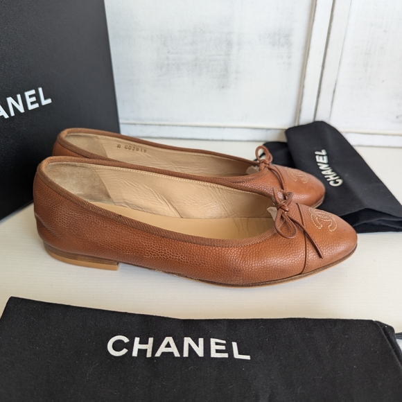 Chanel Brown Leather Loafers with Embossed Logo - Picture 7 of 15